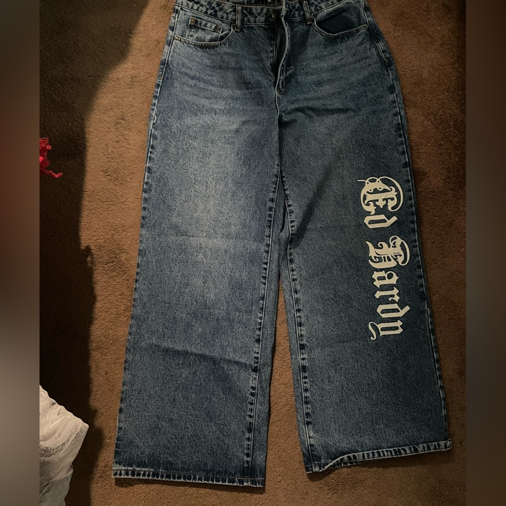 NWT Ed Hardy Born Free Painted Birds Loose Fit Jeans Size 34